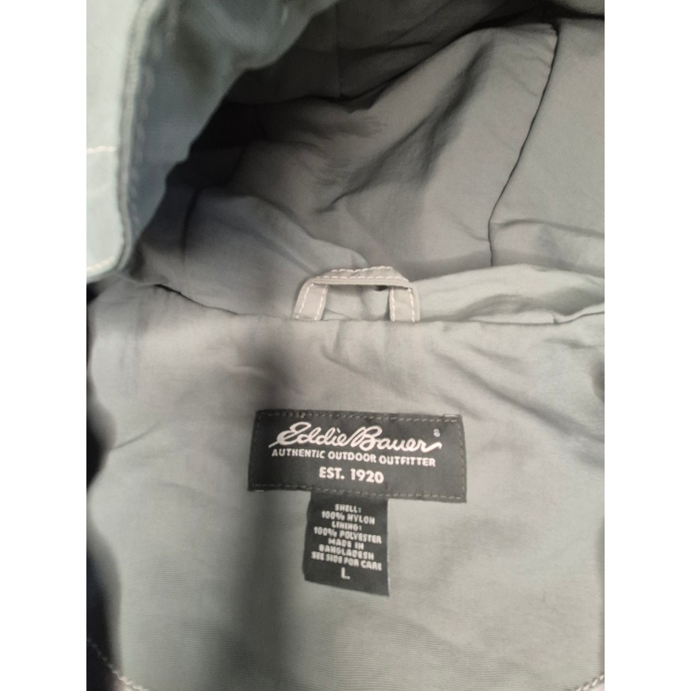 Eddie Bauer Womens Sage Green Hooded Utility Jacket Nylon Full Zip Large - Picture 2 of 9